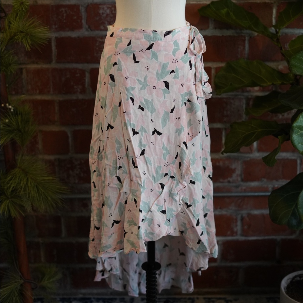 Floral Wrap Asymmetrical Skirt